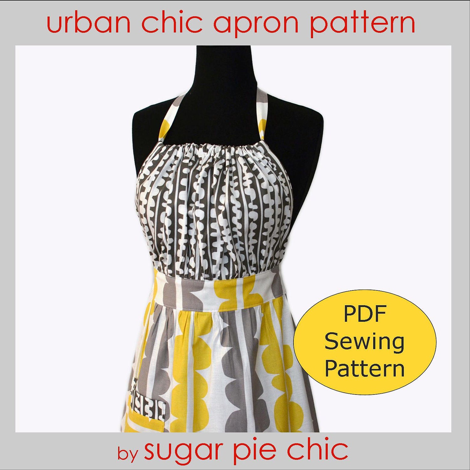 PDF Woman's Full Apron Tutorial - Urban Chic Apron - Instant Download Sewing Pattern