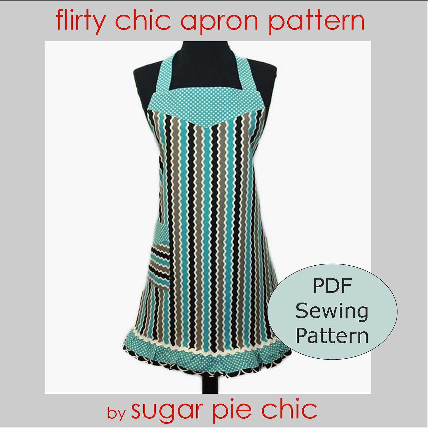BEGINNING SEWING Apron Pattern - PDF Woman's Full Apron Tutorial - Instant Digital Download Sewing Pattern