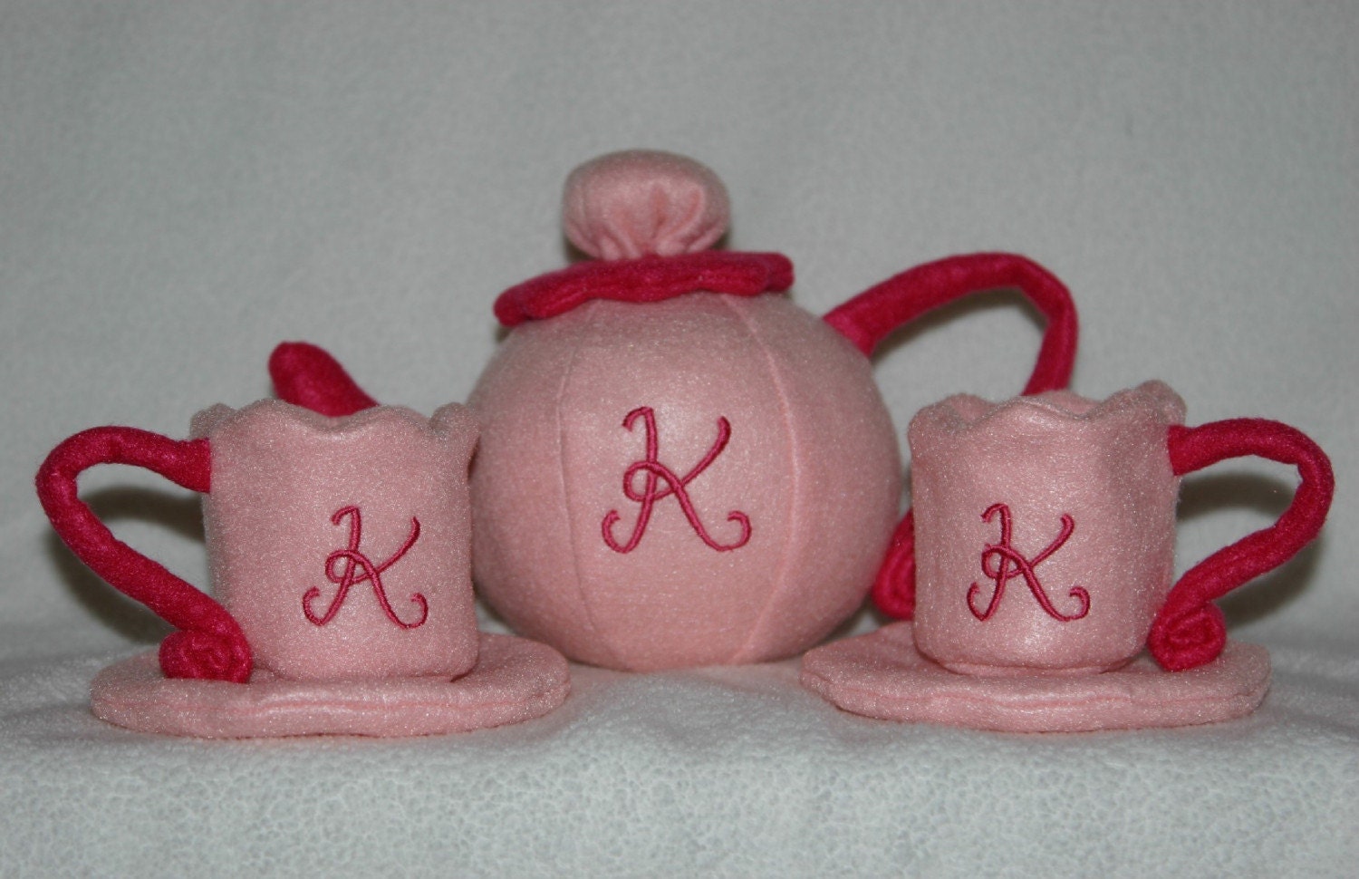 Monogrammed Felt Tea Set