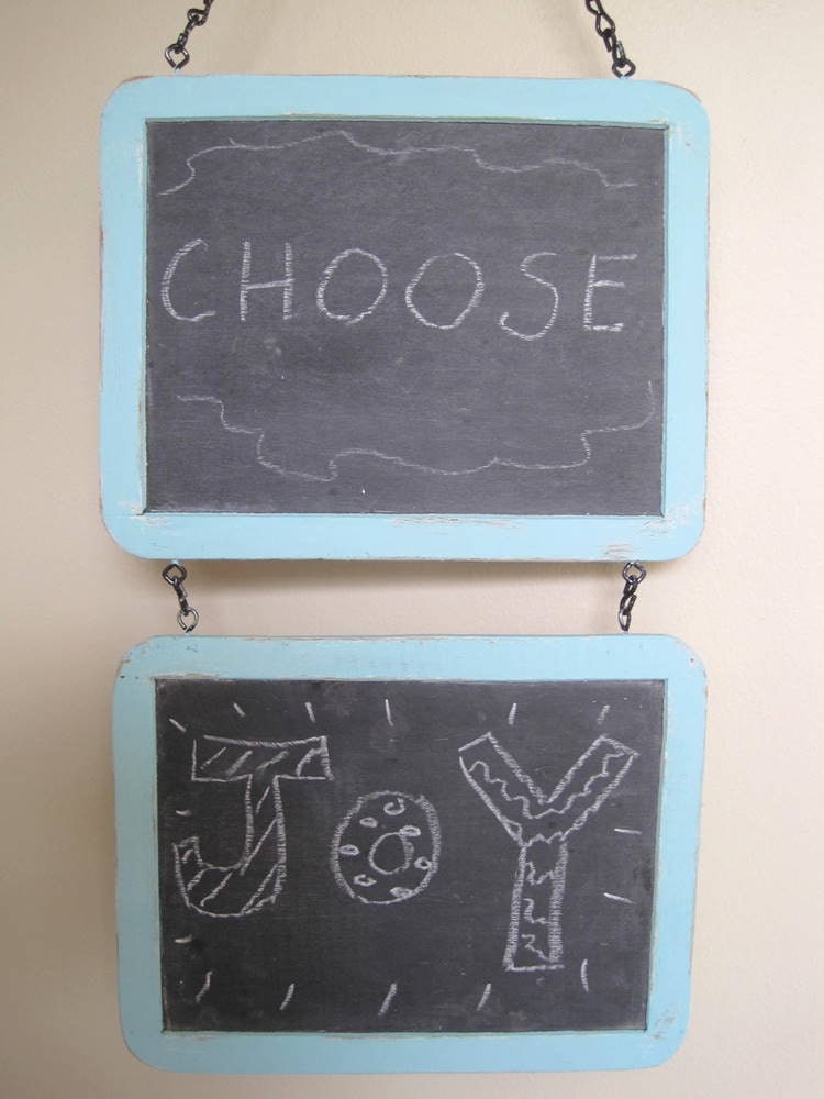 Shabby Chic Aqua Vintage Hanging Chalkboards
