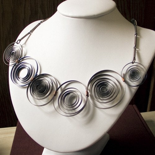 Statement Steampunk Coil Statement Necklace - Antique Coils