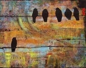 Art Print Black Birds on a Wire Rustic