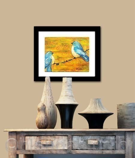 Blue Birds on a Wire Art Print 8X10 Fresh Finds Cute