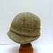 1920s Cloche in Olive Green and White Tweed with Leather Buckle - Made to Order