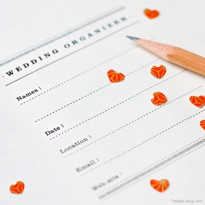 Letter printable WEDDING PLANNER  (50 kinds of worksheets, tabs, organizer, workbook, templates)