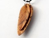 Handcarved Spalted Huckleberry Wood Leaf Pendant  J120190