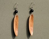 Handcarved Red Gum and Mahogany Wood  Leaf / Feather Earrings  J120510