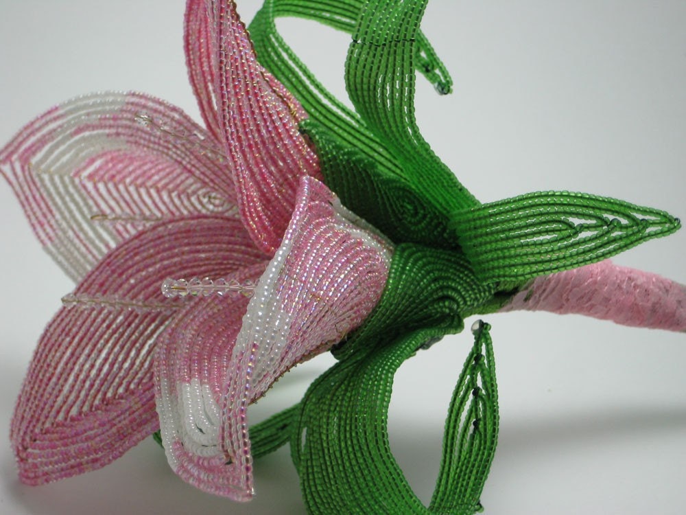 May Flowers - French beaded beaded calla lily bridesmaid bouquet-- member of the artisan group