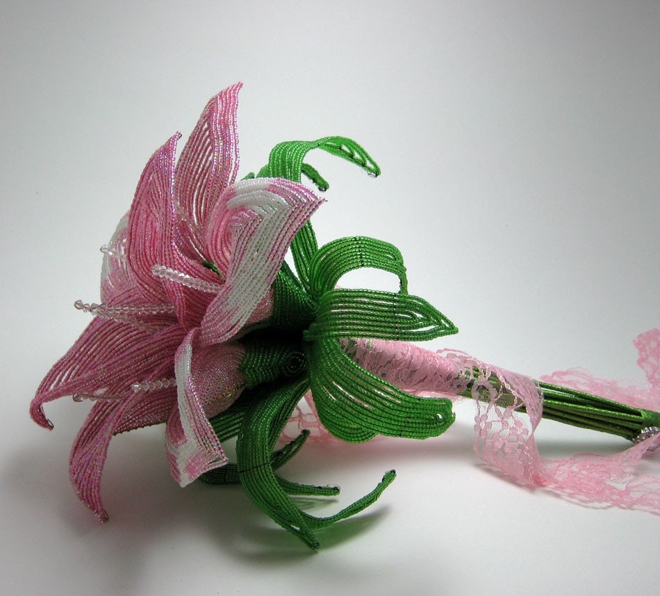 May Flowers - French beaded calla lily bridal bouquet-- member of the artisan group