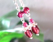 Rhodolite Garnet and Pearl Earrings, Gemstone Freshwater Pearl Sterling Silver