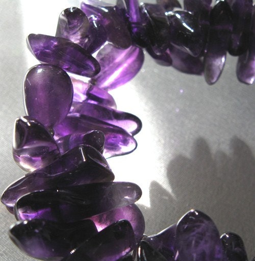 Amethyst Gemstone Bracelet, Polished Points Double Strand Sterling Silver