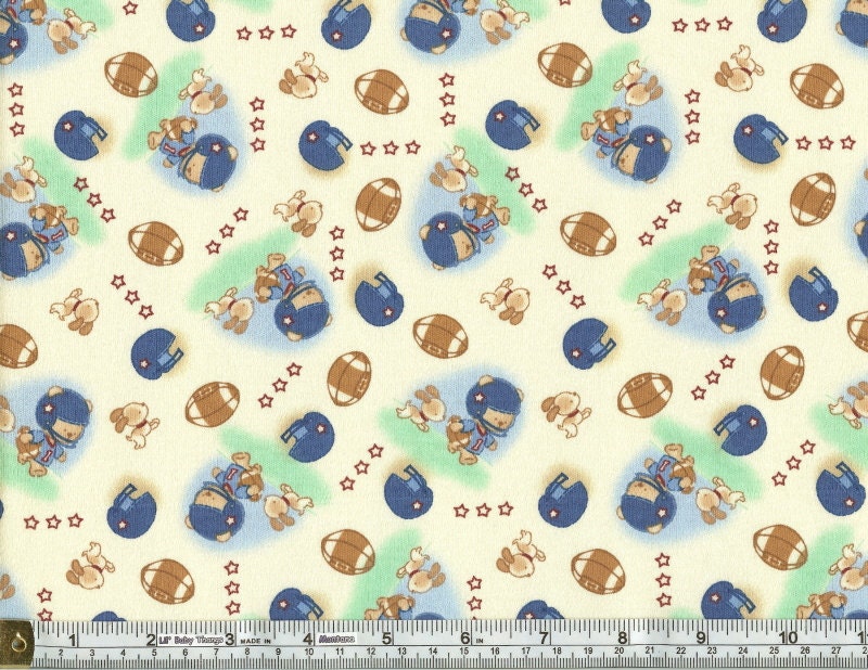 LiL FooTBaLL PaLs, Cotton Interlock Knit Fabric, FQ 18x 28 inches