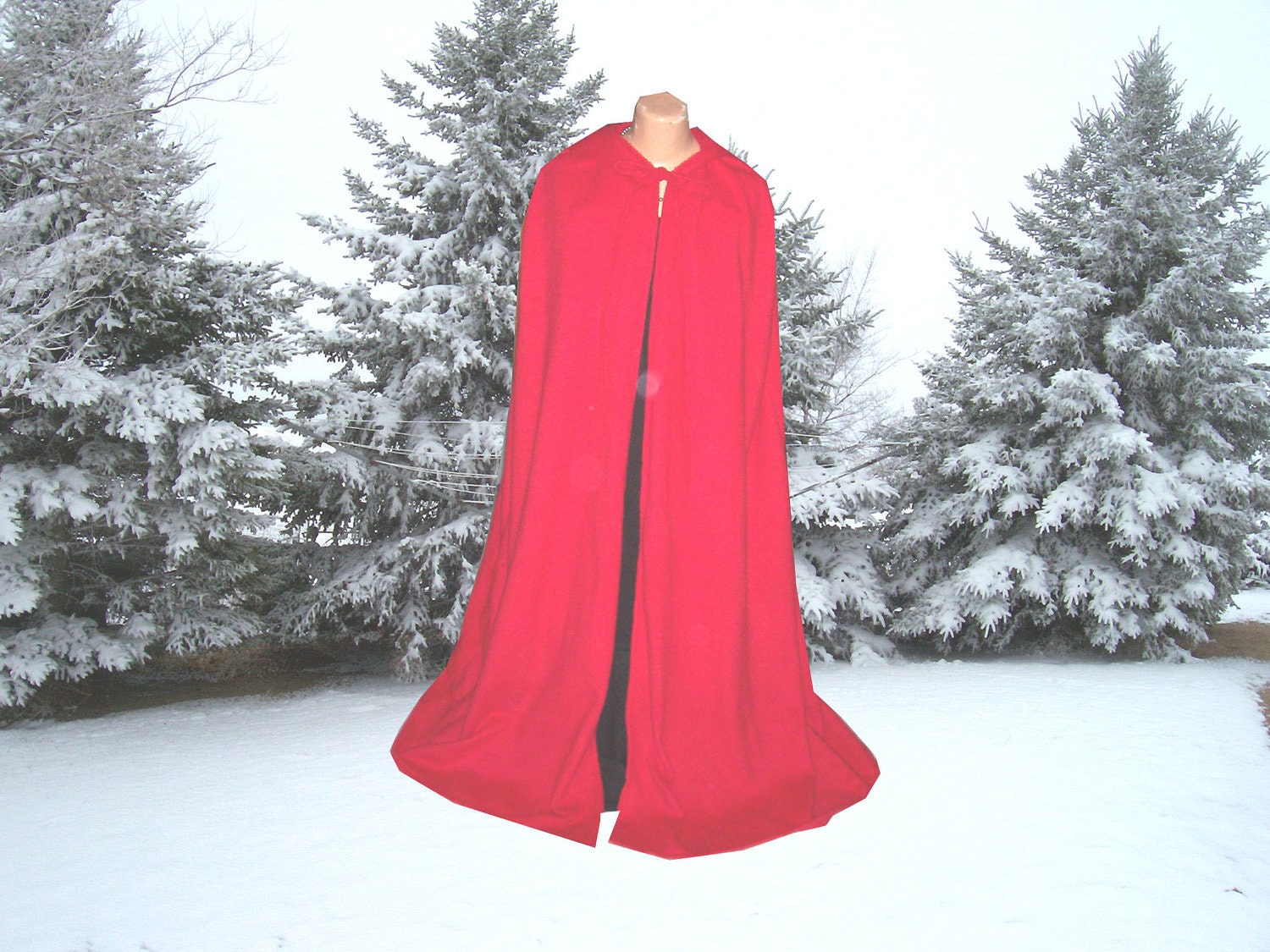Red Cloak -Halloween Cape -  Fleece - Hooded - Renaissance - Little Red Riding Hood - Harry Potter
