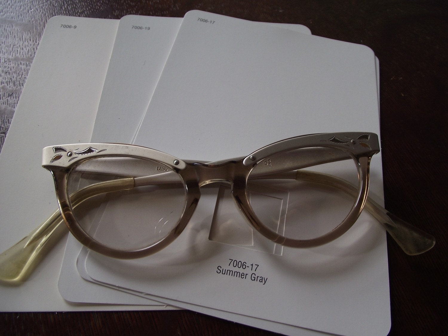 Aluminum and Smoke Cateye Eyeglass Frames