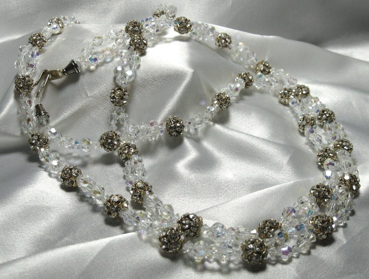 Vintage Crystal Rhinestone Flapper Necklace