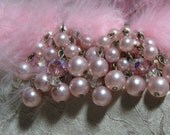 Vintage Pink Beads and Crystal Cha Cha Earrings