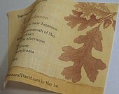 Rustic wedding invitation vintage oak leaves on linen fabric,  set of 25