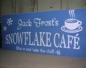Jack Frost Snowflake Cafe Wood Sign Christmas Decoration 