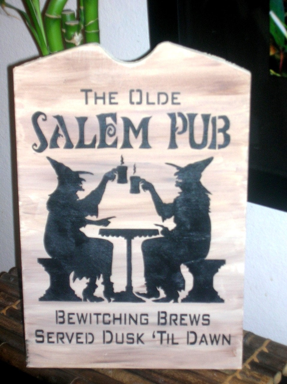 The Olde Salem Pub Bewitching Brews Served Dusk til Dawn Halloween Wood Sign 