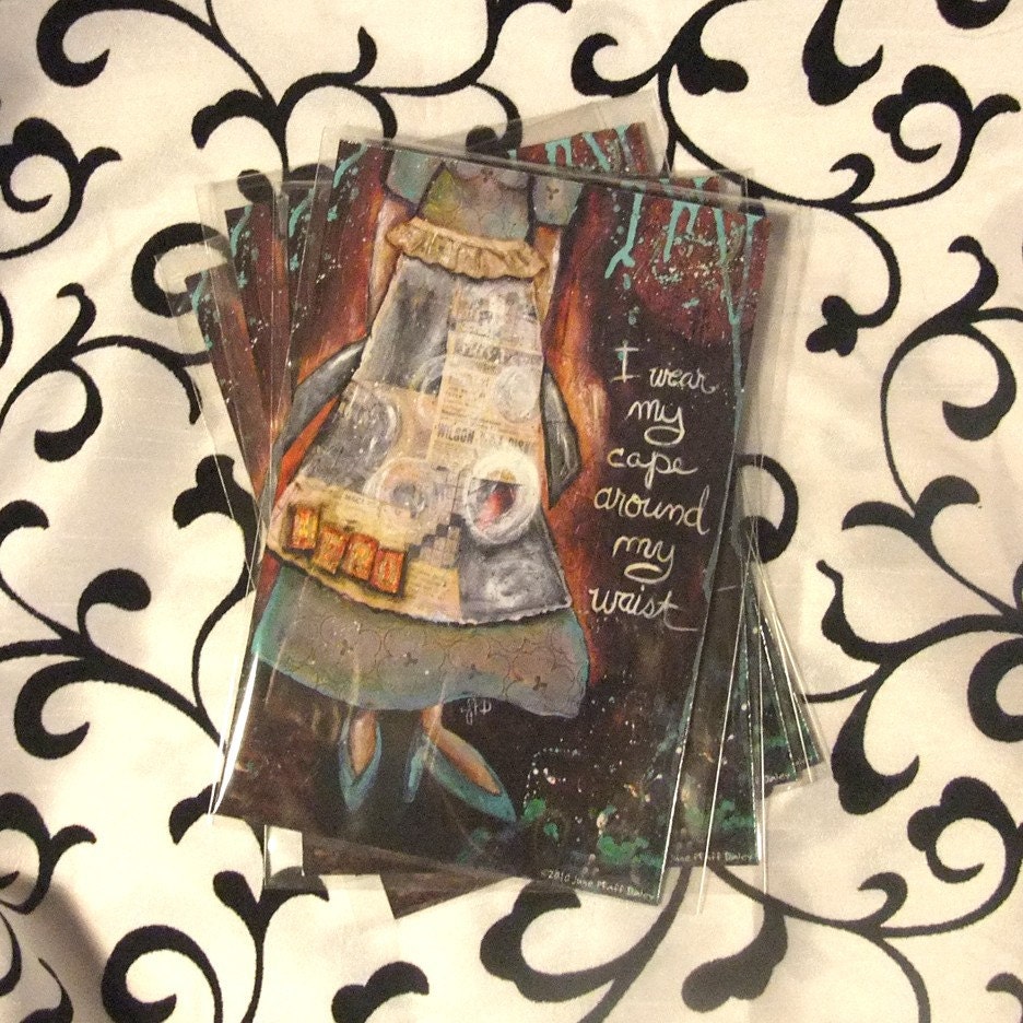 I Wear My Cape 4 x 6 magnet by mixed media artist June Pfaff Daley