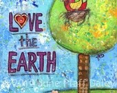 Love the Earth 8 x 10 mixed media print by June Pfaff Daley