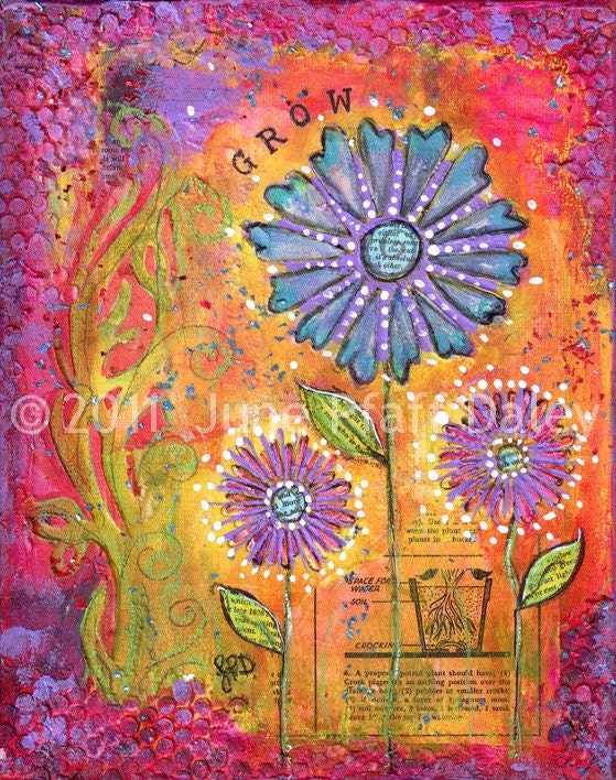 Grow 8 x 10 mixed media print by June Pfaff Daley