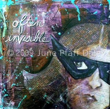 NEW Often Invisible 8 x 8 mixed media print by artist June Pfaff Daley