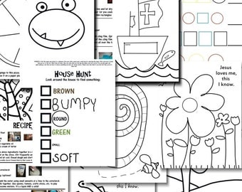 Kids Boredom Buster pdf file (20 pages). Craft ideas, recipes for homemade fun, activity sheets, and coloring pages.