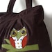 Brown Corduroy Owl Purse with Polka Dot Interior