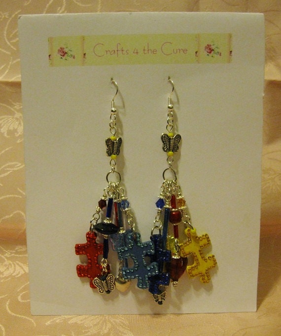 Puzzle Piece Autism Crystal Awareness Earrings