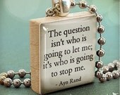 AYN RAND : a pendant charm made from a Scrabble Game Tile game piece. Necklace chain sold separately