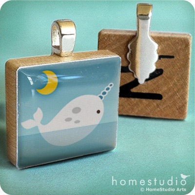 Scrabble (NARWHAL) - Scrabble Pendant charm. Necklace chain sold separately