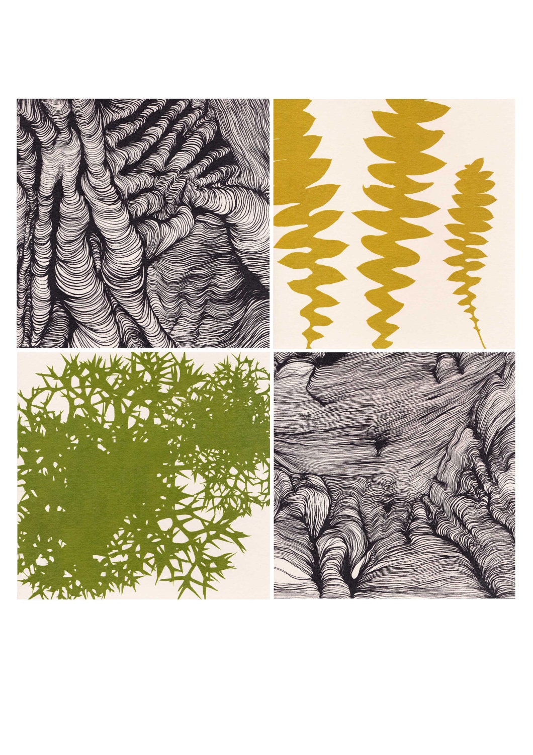4 Prined Cards 'Abstract' series
