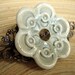 Brooch Porcelain Flower Button and Copper Filigree Green Blue Aqua Spring 2010