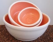 Coral Nesting Bowls - Pink Stoneware Pottery Bowls