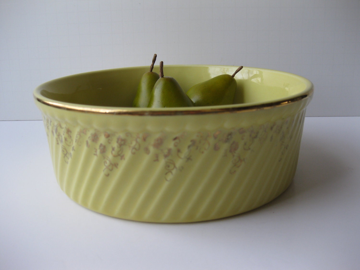 Vintage Yellow and Gold Floral Hall's Bowl