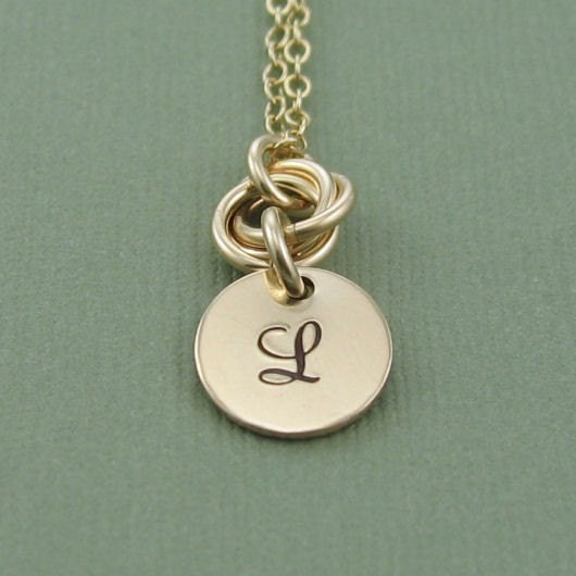 Chainmail Necklace Gold Initial Charm Pendant Necklace Personalized Custom Chainmail Flower Necklace - Fashion Jewelry
