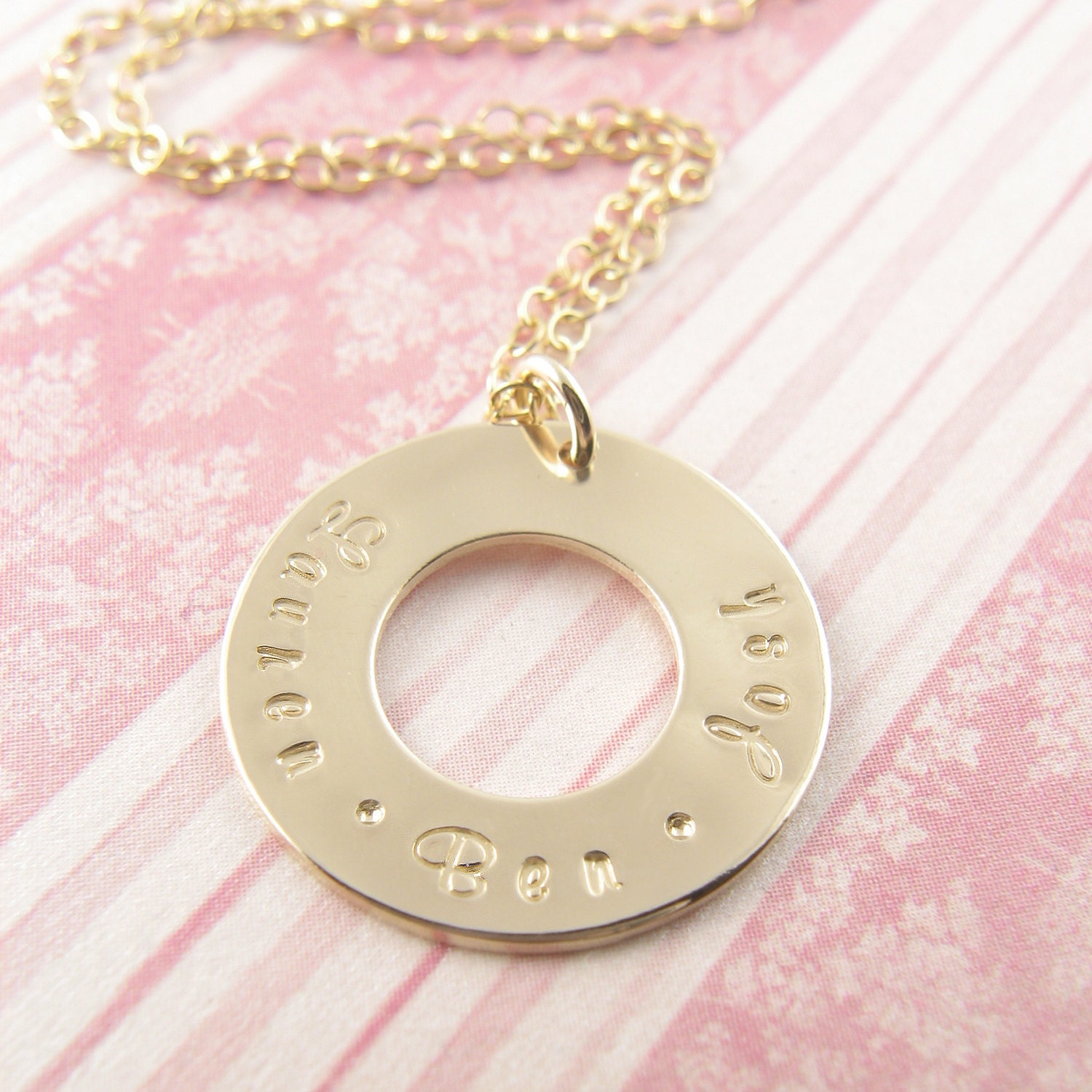 Gold Washer Personalized Necklace - 14k Gold Filled - Personalized Mother's Necklace