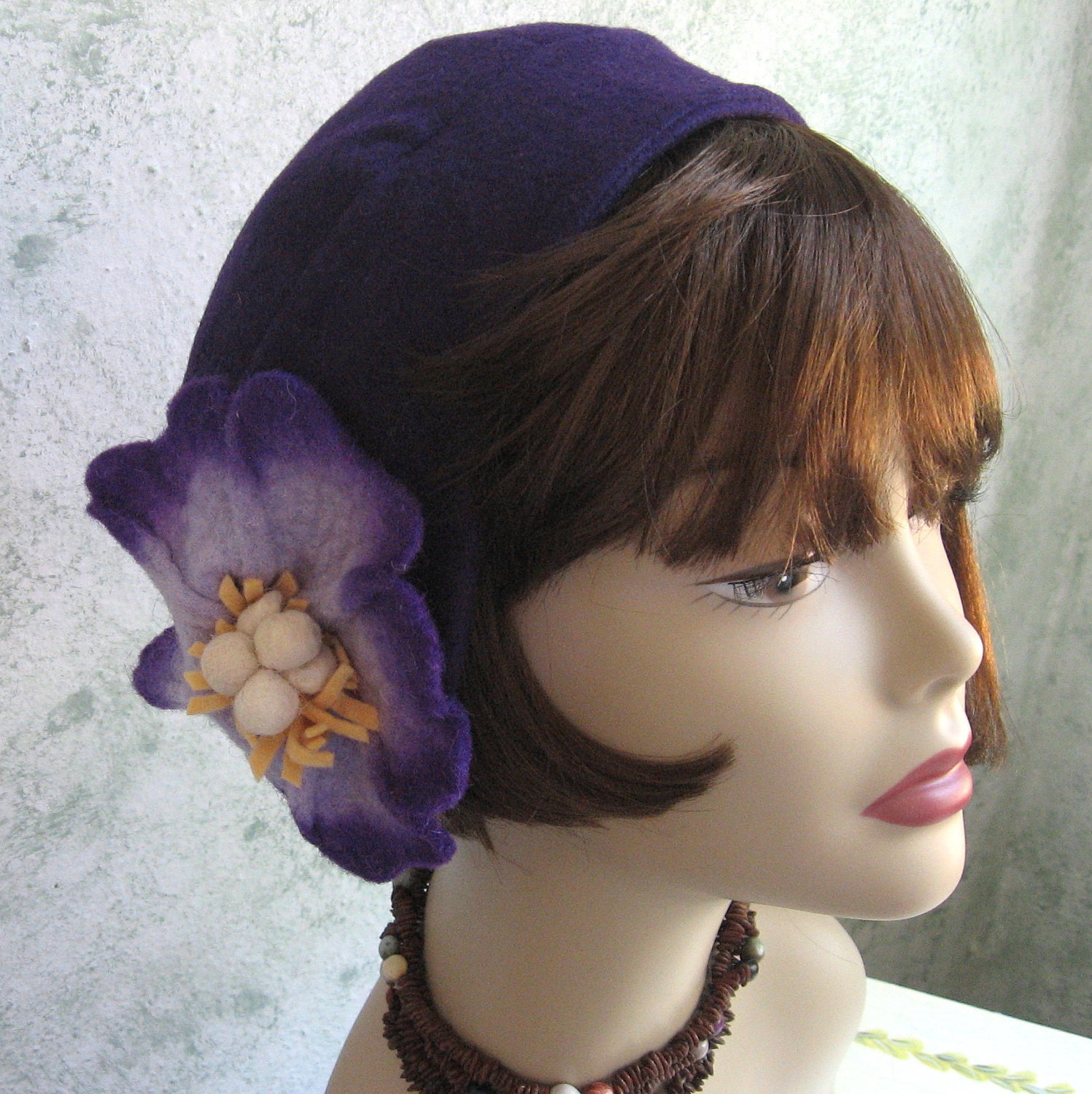 1930s Flapper Hat Pattern With Lrg Felt Flower Trim PDF May Resell Finished