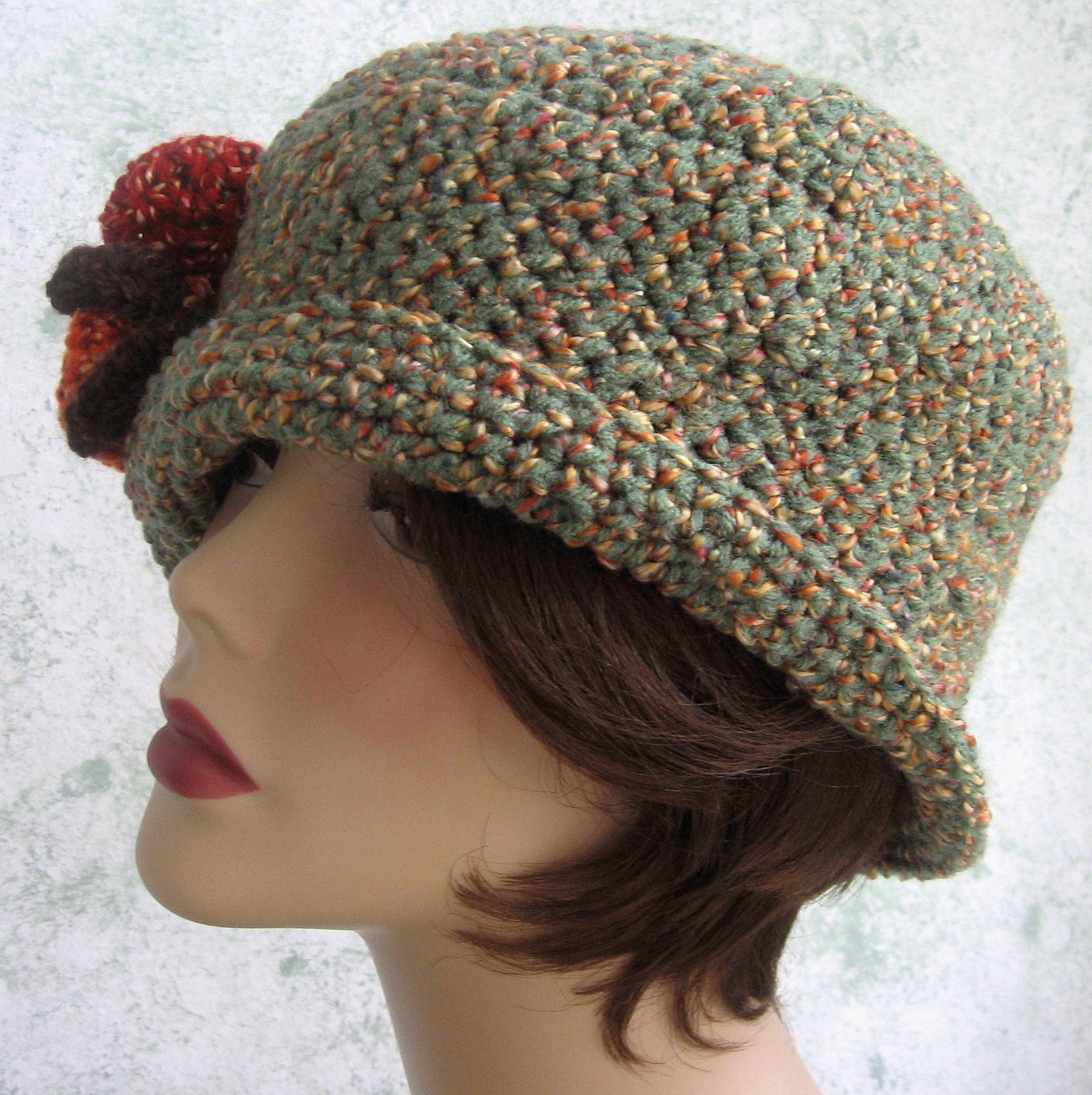 Crochet Pattern Womens Flapper Hat Dowton Abbey Style With Large Flower Trim  PDF May Resell Finished