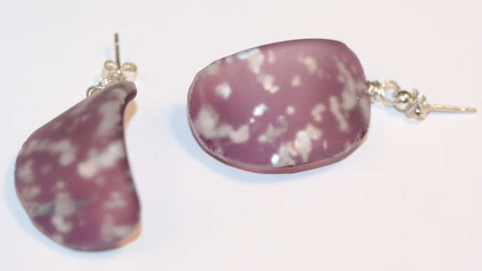 Antique Sandwich Glass Vasa Murrhina Silver Spangle Earrings