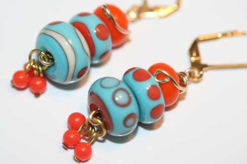 Southwest Design Adobe Colors Polka Dot Lampwork Bead Earrings