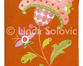 Tiki Torch Folk Flower Print 8.5 x 11