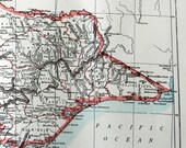 1897 Antique Victorian Color Map of  Victoria Australia
