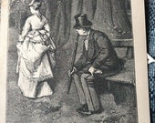 1907, vintage print - man admires a woman