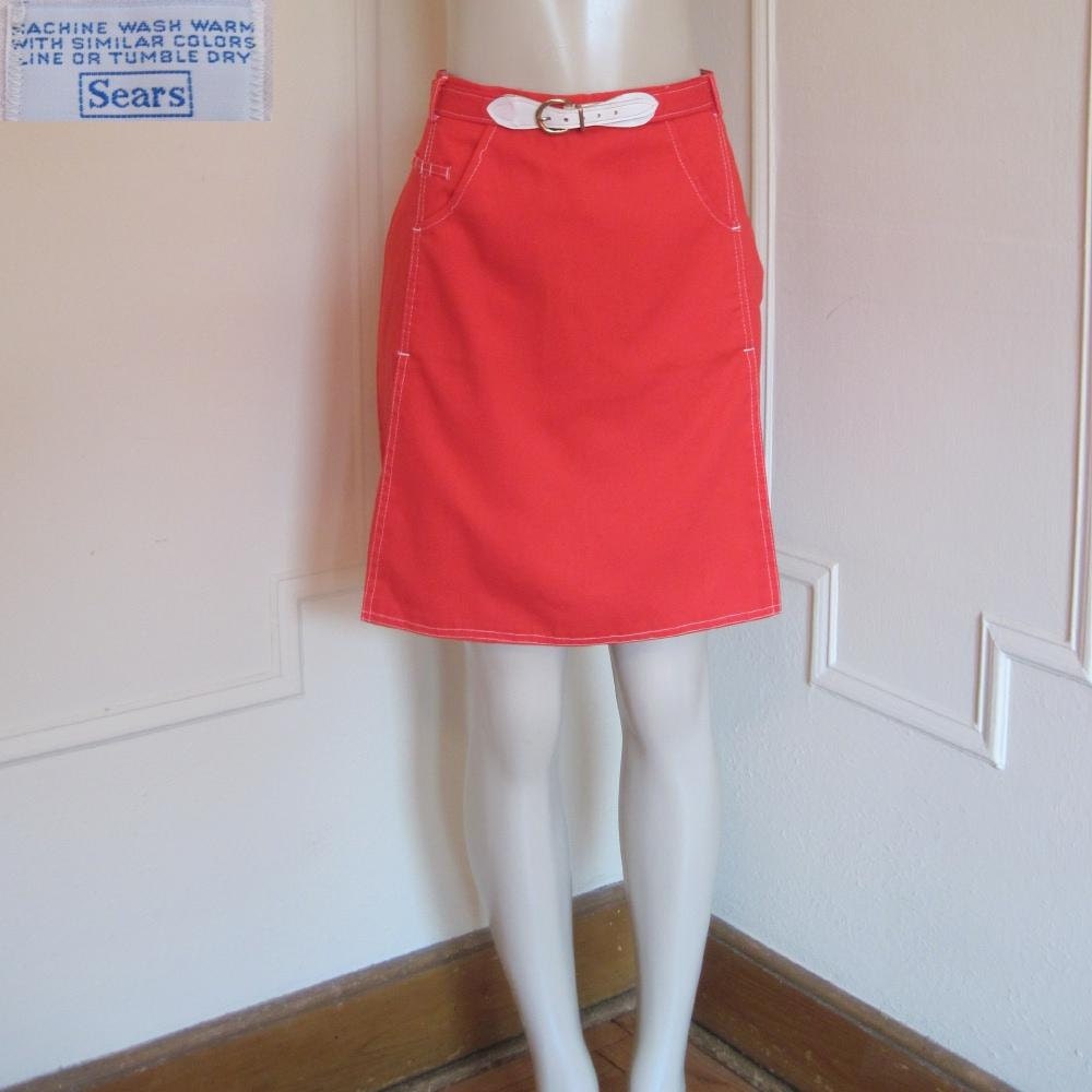 Vintage Bright Red Skort with White Stitching size large