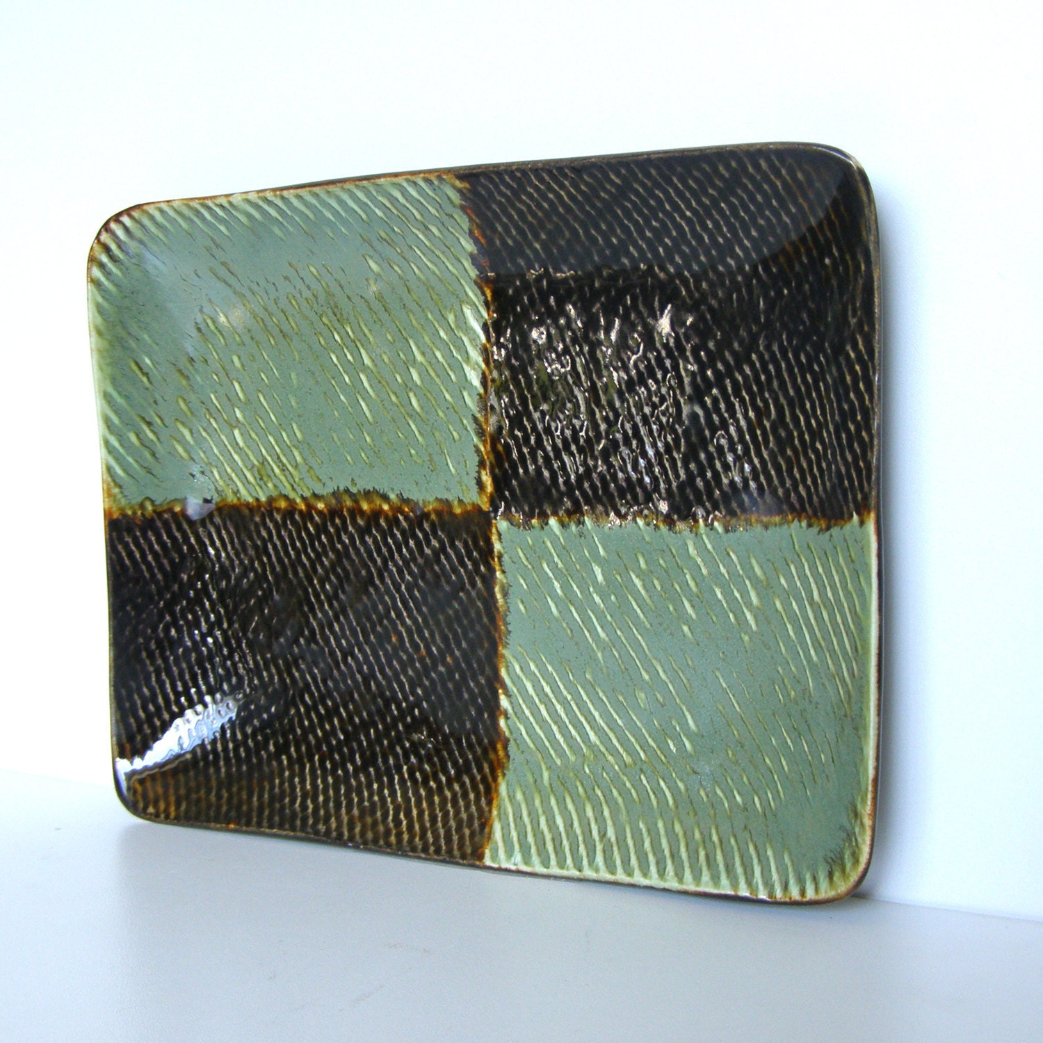 Green and Brown Tray, Rectangle