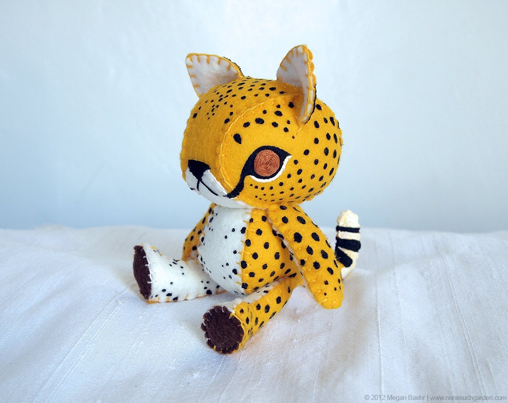 Cheetah Plush Art Doll, Fleta (Made to Order)