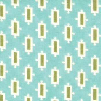 Vintage Modern---Snickerdoodle in Aqua--1 yard--Bonnie and Camille for Moda Fabrics
