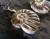 nautilus...etched Czech glass...earrings..SALE